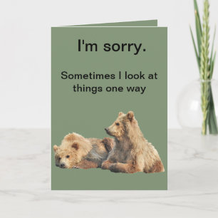 I'm sorry greeting card with bear cubs