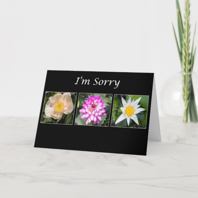 I'm Sorry Peony, Dahlia, Lotus Botanical Card (Front)