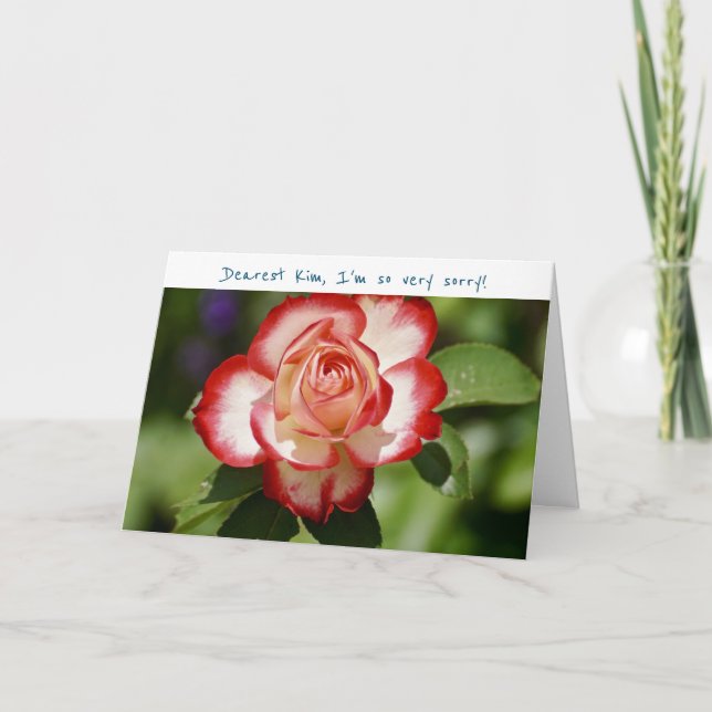 I'm Sorry Please Forgive Me Red White Rose Apology Card (Front)