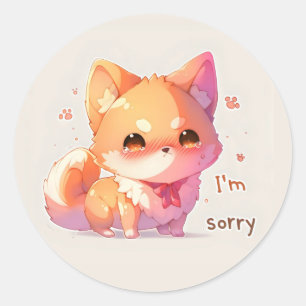I'm Sorry Sad Cute Puppy Classic Round Sticker