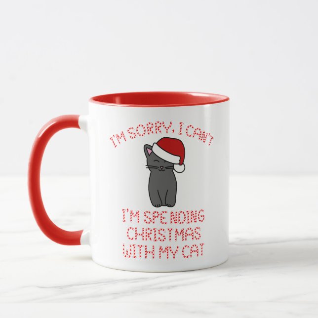 I'm Spending Christmas With My Cat Funny Mug (Left)