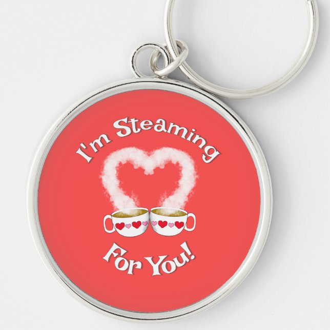 I'm Steaming For You Valentine's Teacup(s)Keychain Key Ring (Front)