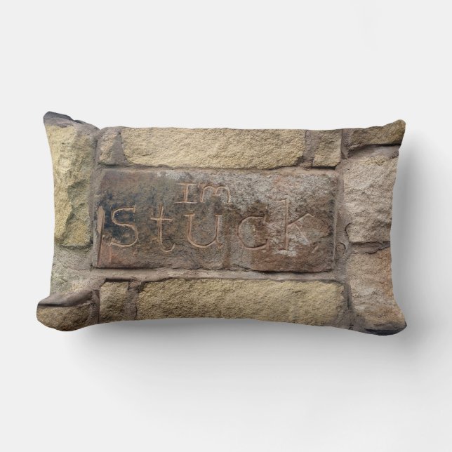 "I'm Stuck" another brick in the wall Lumbar Cushion (Front)