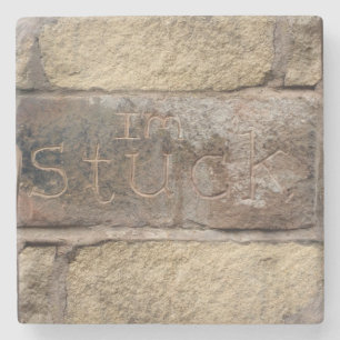 "I'm Stuck" another brick in the wall Stone Coaster