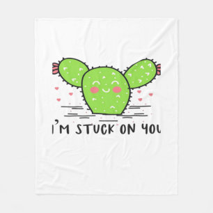 Im Stuck On You Cactus Cute Plant Style  Fleece Blanket