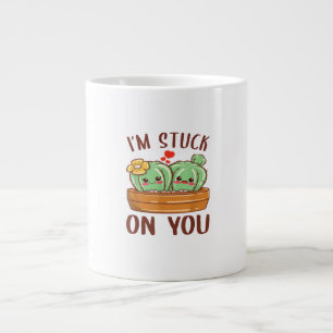 Im Stuck On You Cactus Succulent Valentines Day Cu Large Coffee Mug
