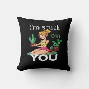 Im Stuck On You Funny Cactus Gardening Playful Des Cushion