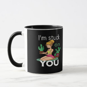 Im Stuck On You Funny Cactus Gardening Playful Des Mug