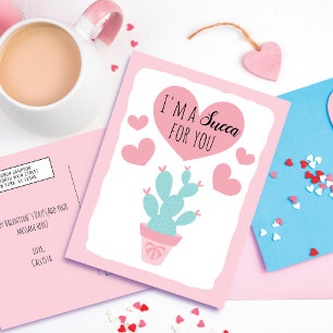 I'm Succa For You Cactus Valentine's Day Greeting Holiday Postcard