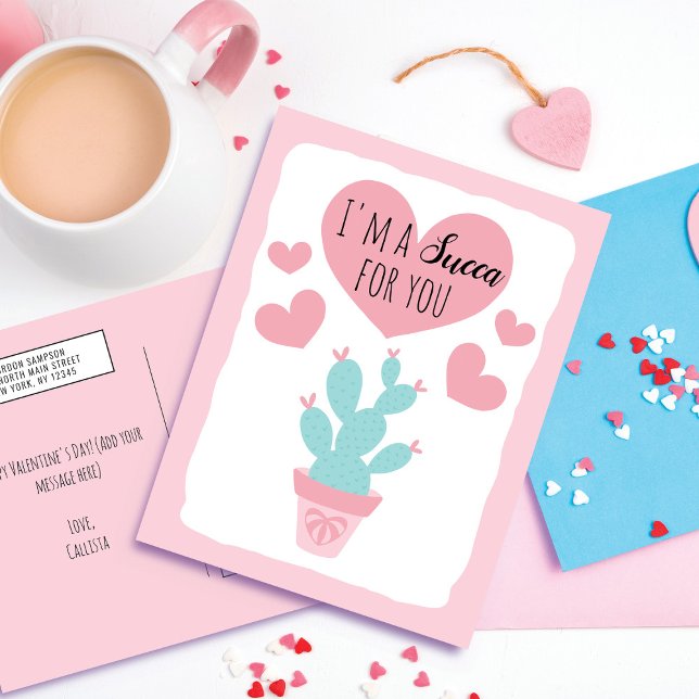 I'm Succa For You Cactus Valentine's Day Greeting Holiday Postcard (Creator Uploaded)