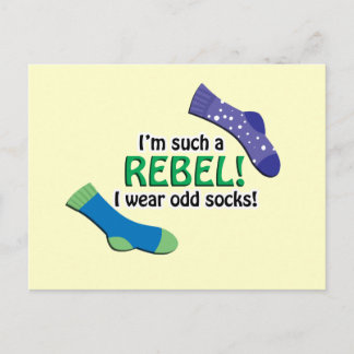 I'm such a rebel, I wear odd socks! Postcard