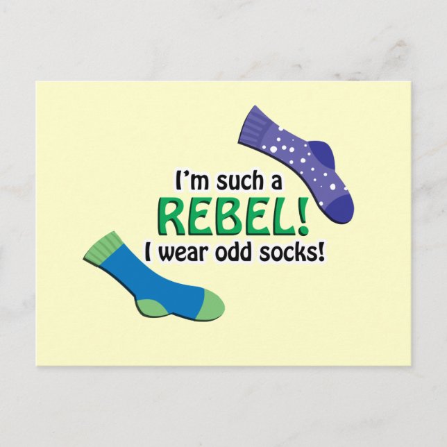 I'm such a rebel, I wear odd socks! Postcard (Front)