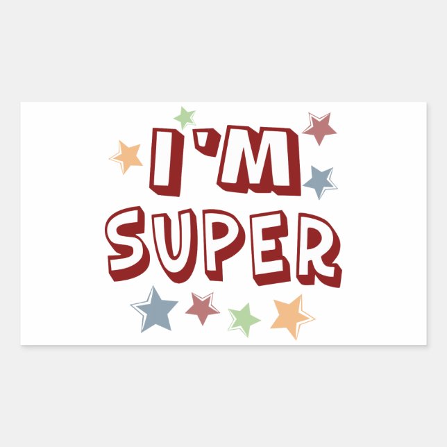 Im Super with Stars Rectangular Sticker (Front)
