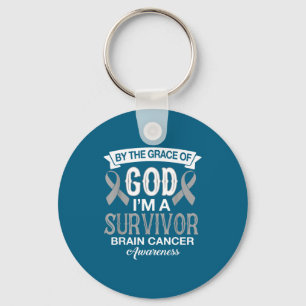 I'm survivor brain cancer awareness gray ribbon ch key ring