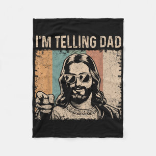 Im Telling Dad Funny Jesus Saying Christian Humour Fleece Blanket