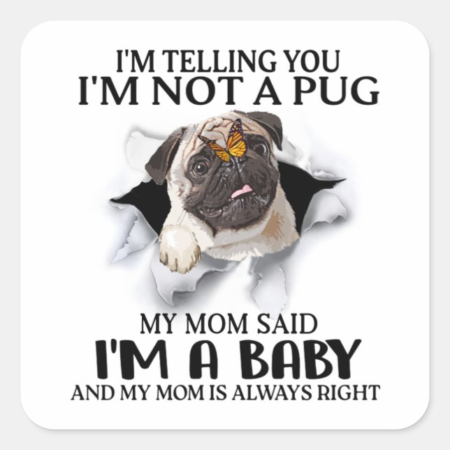 I'm Telling You I'm Not A Pug I'm A Baby Pug Lover Square Sticker (Front)