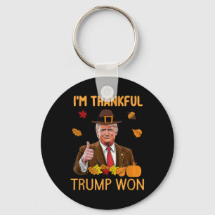 Im Thankful Trump Won Thanksgiving Turkey Fall Men Key Ring