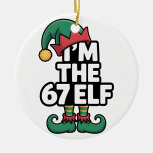 Im The 67 Elf Six Seven Elf Meme Christmas Ceramic Ornament