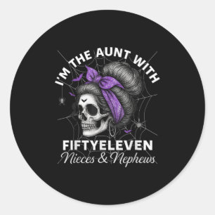 I'm The Aunt With Fiftyeleven Nieces Nephews Hallo Classic Round Sticker