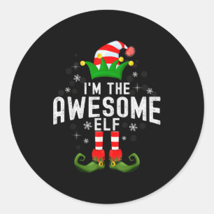 I'm The Awesome Elf Christmas Family Pjs Costume Classic Round Sticker
