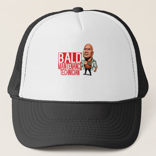 I'm The Bald Maintenance Technician  Job Gift Idea Trucker Hat (Front)