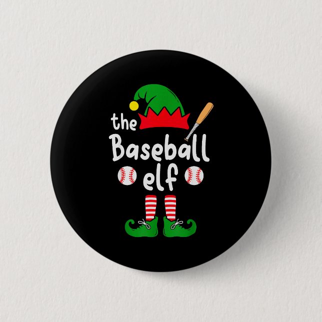 I'm The Baseball Elf Christmas Family Matching Paj 6 Cm Round Badge (Front)