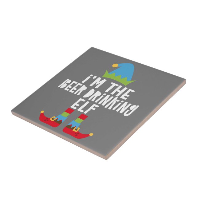 I'm The Beer Drinking Elf  Matching Christmas Ceramic Tile (Side)