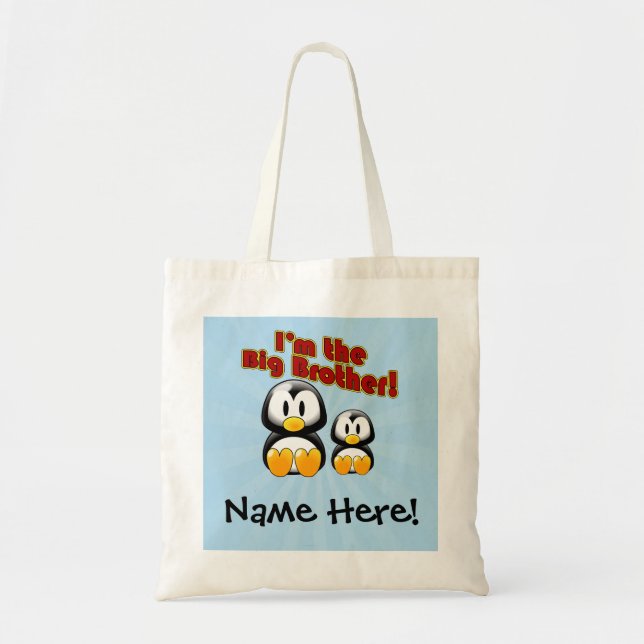 I'm the Big Brother, 2 Penguins Tote Bag (Front)