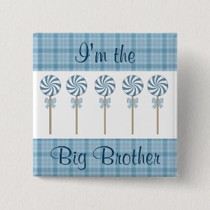 "I'm the Big Brother" Blue 15 Cm Square Badge