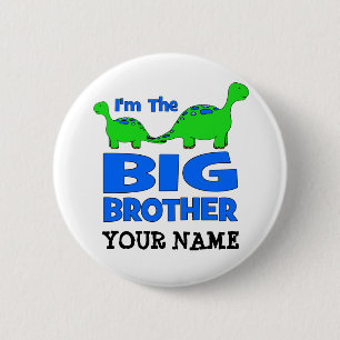 I'm the BIG Brother! Custom Dinosaur Design 6 Cm Round Badge