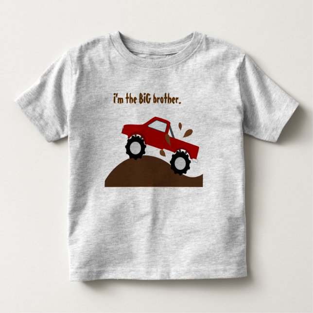 I'm The Big Brother Red Monster Truck Toddler T-Shirt (Front)