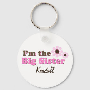 I'm The Big Sister Mod Flowers Personalised Key Ring