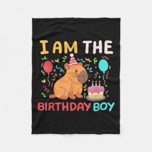 Im The Birthday Boy Cute Capybara Kids Bday Family Fleece Blanket