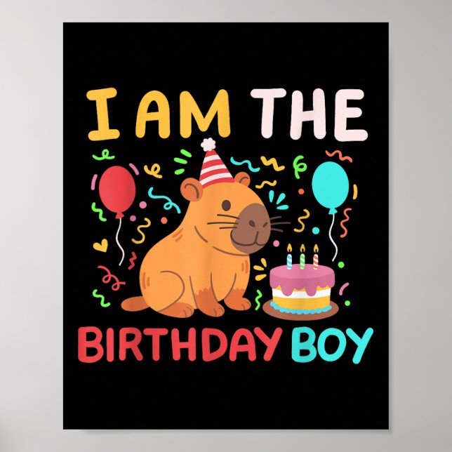 Im The Birthday Boy Cute Capybara Kids Bday Family Poster (Front)