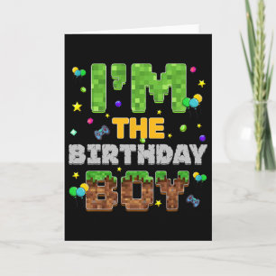 I'm The Birthday Boy Pixel Gamer Party Matching Fa Card
