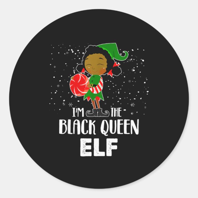 I'm The Black Queen Elf African American Girls Kid Classic Round Sticker (Front)