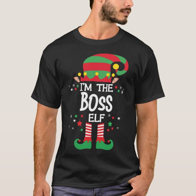 I'm the Boss Elf Family Matching Christmas Pajama T-Shirt (Front)