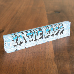 IM THE BOSS Funny Graffiti Name Plate Business