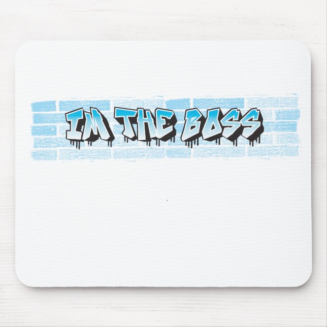 IM THE BOSS Graffiti Theme Blue Splatter Paint Mouse Pad (Front)