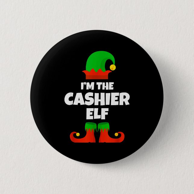 I'm The Cashier Elf Family Pajama Christmas Funny  6 Cm Round Badge (Front)