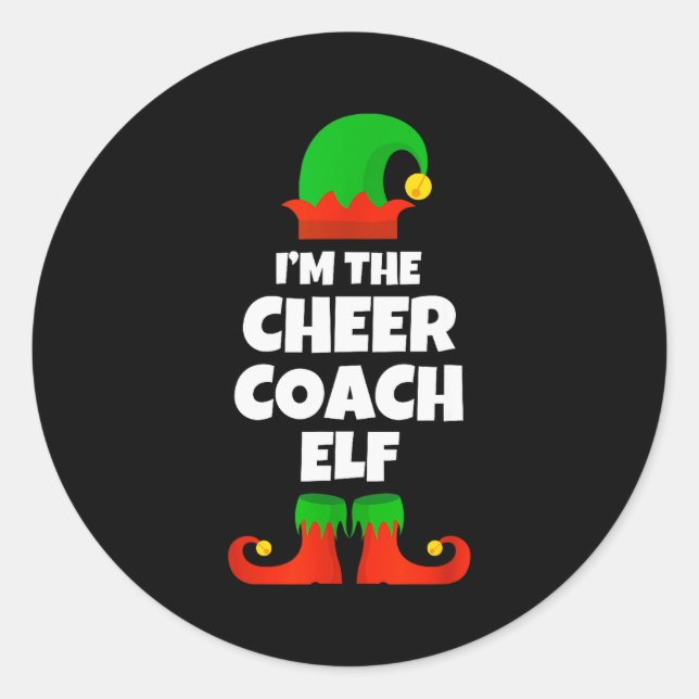 I'm The Cheer Coach Elf Family Pajama Christmas Fu Classic Round Sticker (Front)