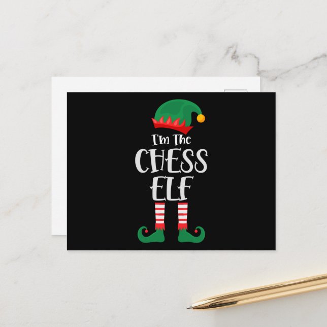 Im The Chess Elf Matching Christmas Postcard (Front/Back In Situ)
