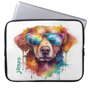 "I'm the Coolest' Watercolor Dog Laptop Sleeve