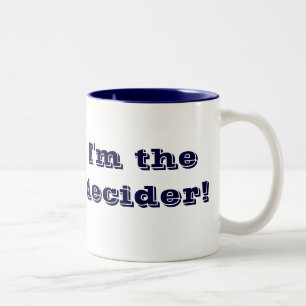 I'm The Decider!  lg navy 2-tone mug (left-hand)