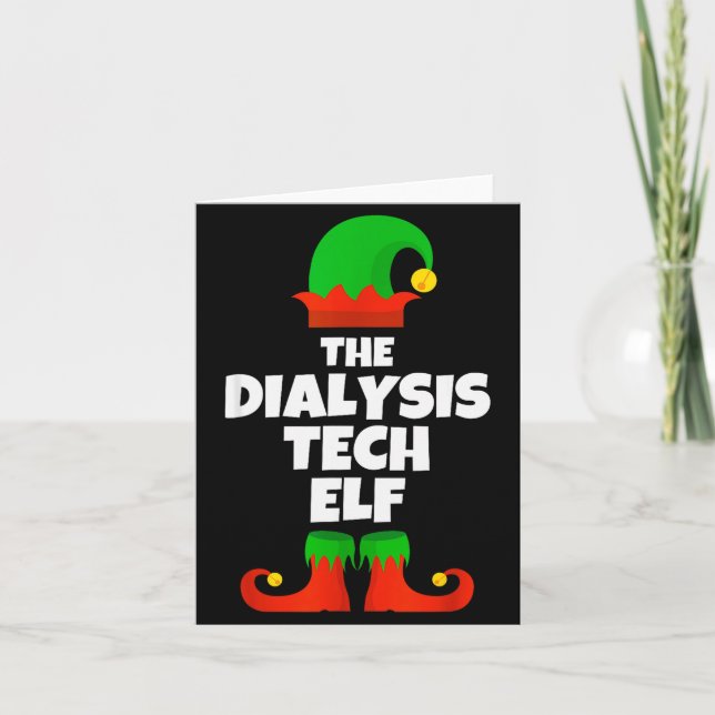 I'm The Dialysis Tech Elf Family Pajama Christmas  Card (Front)