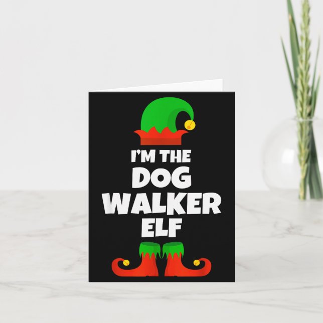 I'm The Dog Walker Elf Family Pajama Christmas Fun Card (Front)