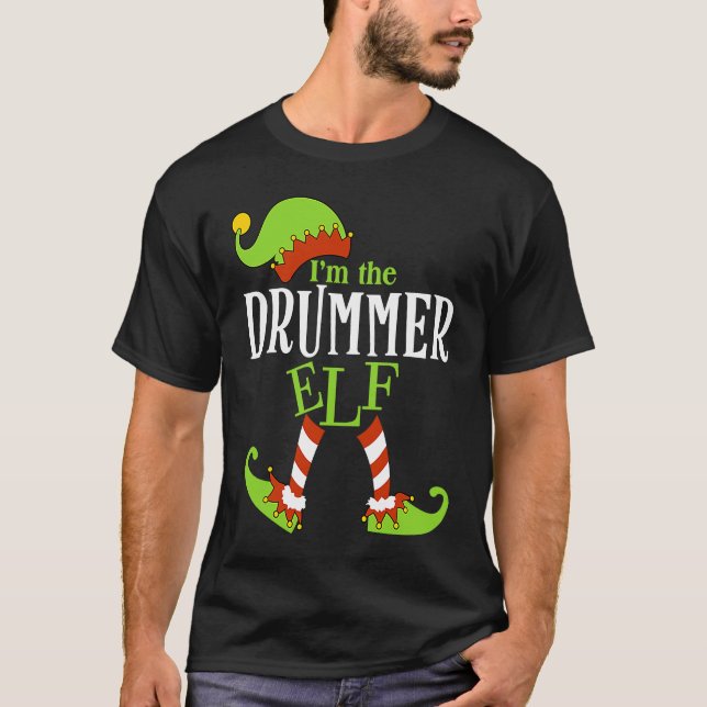 I'm The DRUMMER Elf Family Group Matching PJ Chris T-Shirt (Front)