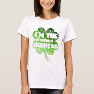 I'm The Drunk Redhead, Retro Shamrock Drinking Pat T-Shirt