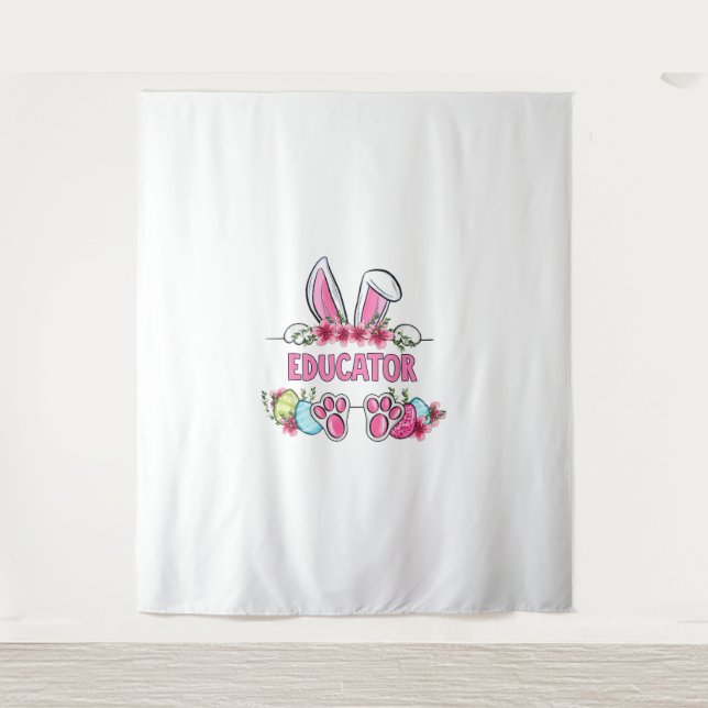 I'm The Educator Bunny Easter Day Rabbit  Tapestry (Front)