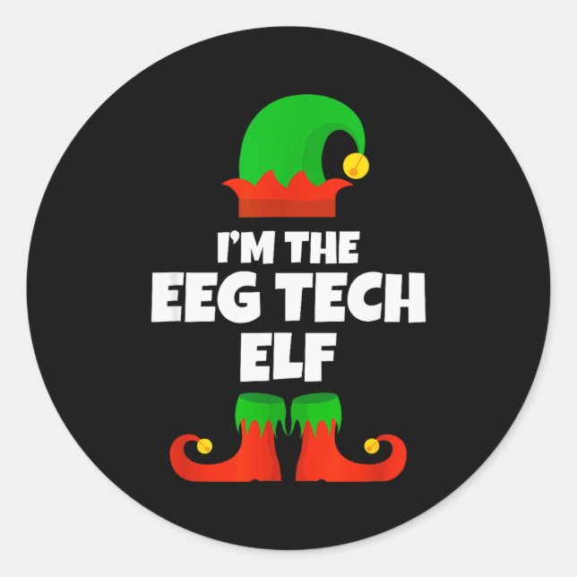 I'm The Eeg Tech Elf Family Pajama Christmas Funny Classic Round Sticker (Front)
